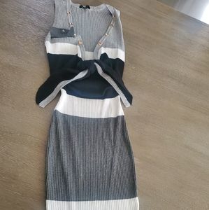 Color block dress. Grey black white